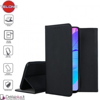 Telone smart magnet serijos atverčiamas dėklas - juodas (telefonams Huawei P Smart S/Y8P)